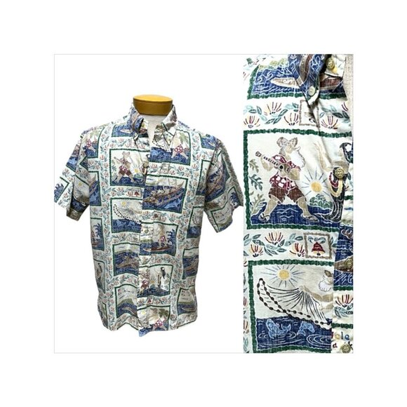 Reyn Spooner Mele Kalikimaka Hawaiian Christmas shirt reverse weave surf Santa - Picture 1 of 9